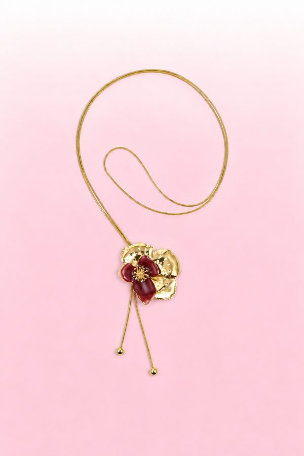 Ketting bloem aubergine