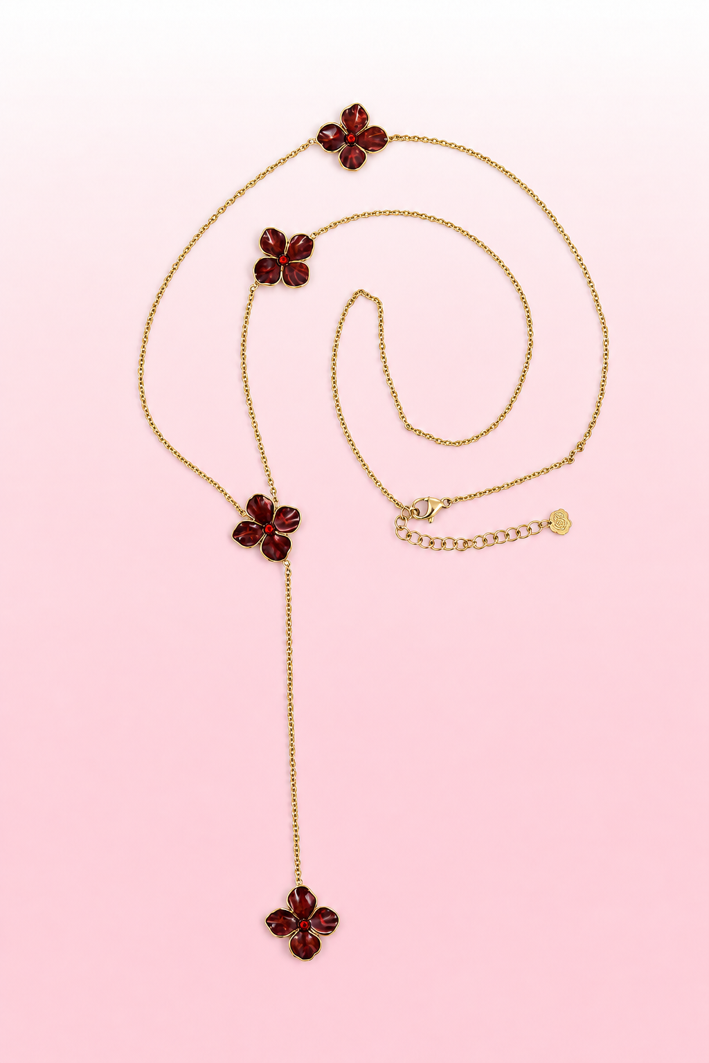 Ketting bloem klein aubergine