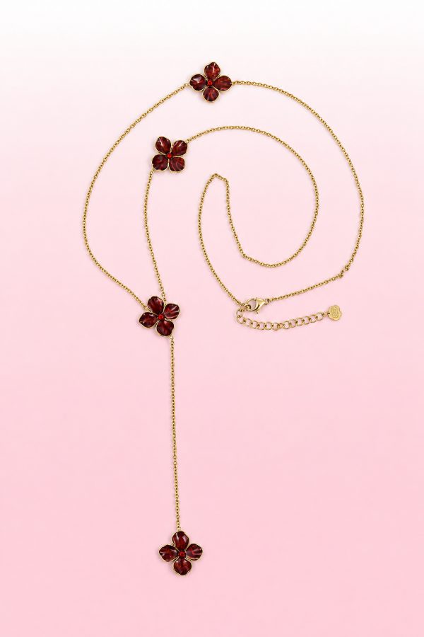 Ketting bloem klein aubergine