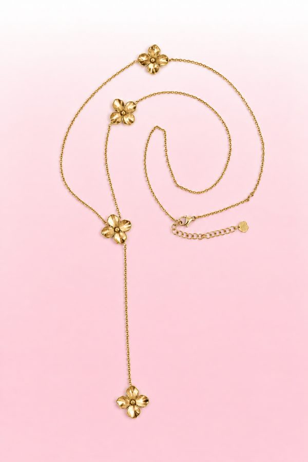 Ketting bloem klein goud