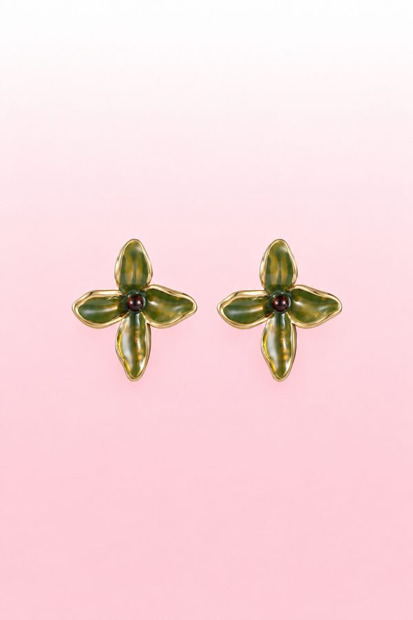 Oorbel bloem groen