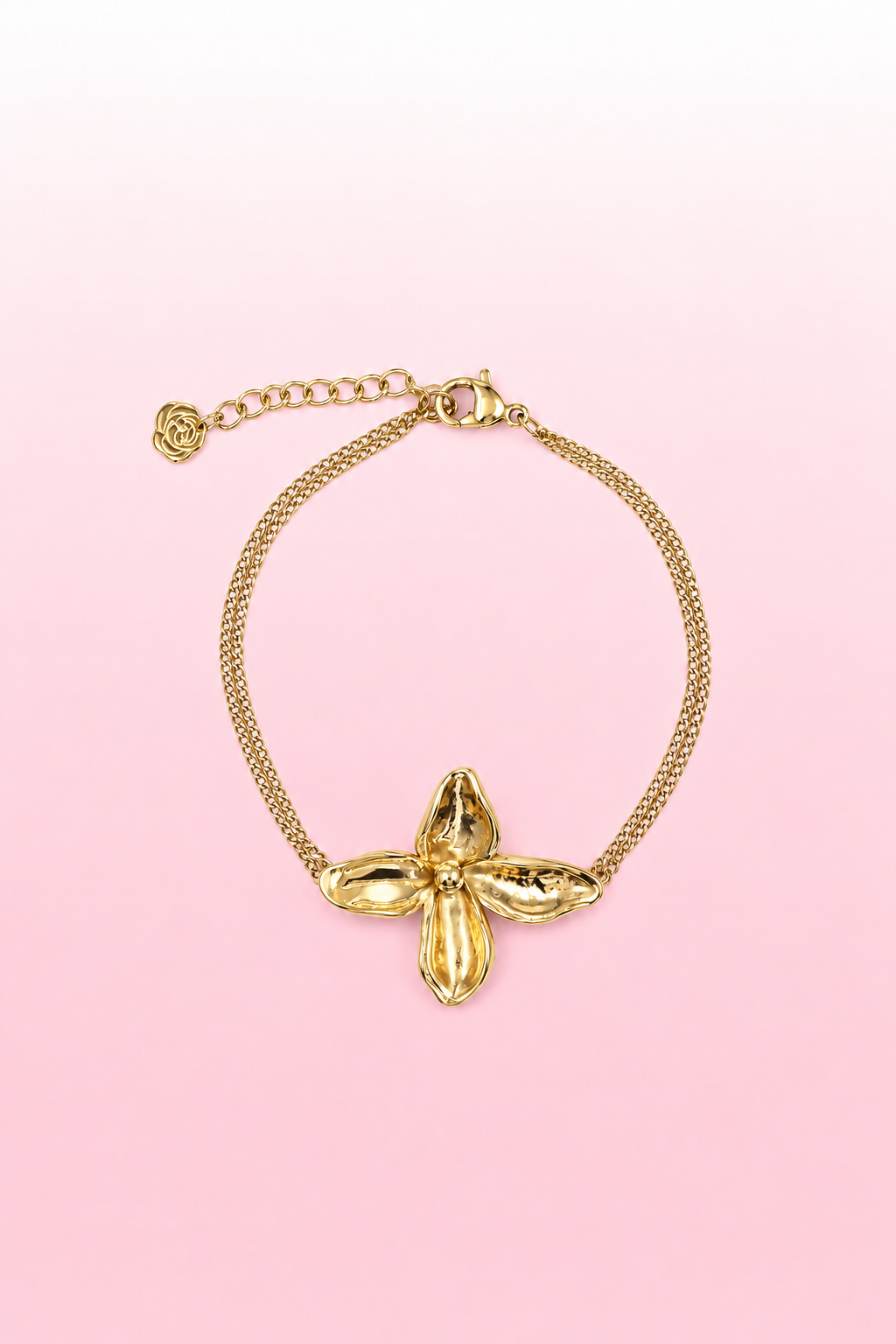 armband bloem goud