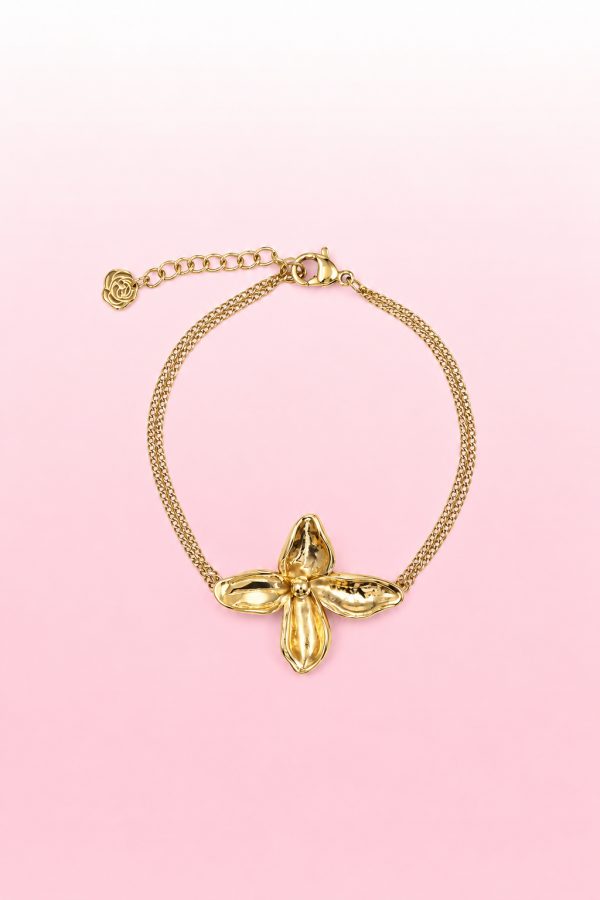 armband bloem goud